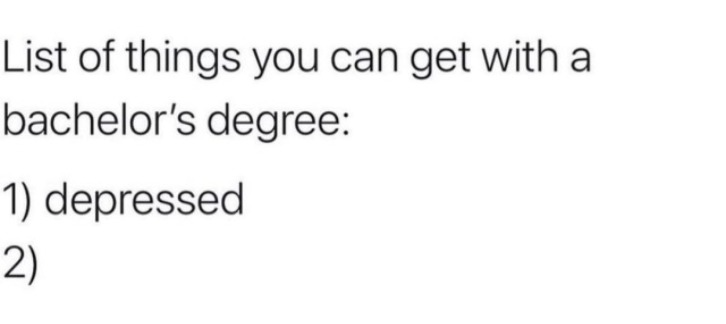 List of things you can get with a bachelor's degree Blank Meme Template