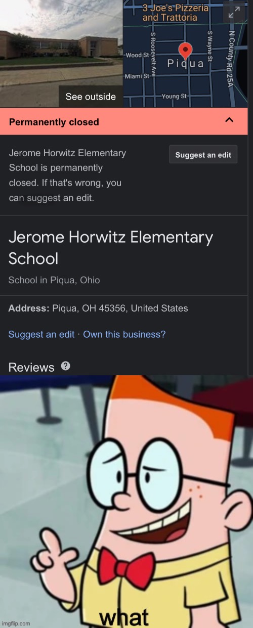 JEROME HORWITZ ELEMENTARY IRL | image tagged in captain underpants | made w/ Imgflip meme maker