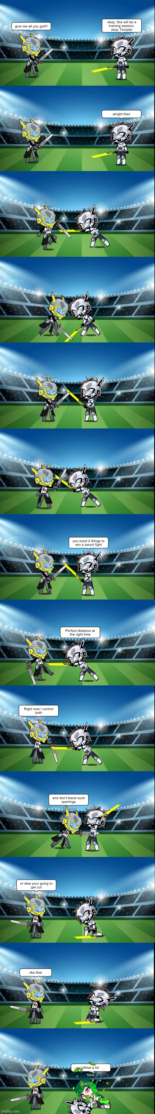 I made Templar vs Squire in Gacha club, Lots of pictures were taken | made w/ Imgflip meme maker