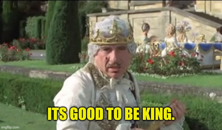 Mel Brooks good to be the king | ITS GOOD TO BE KING. | image tagged in mel brooks good to be the king | made w/ Imgflip meme maker