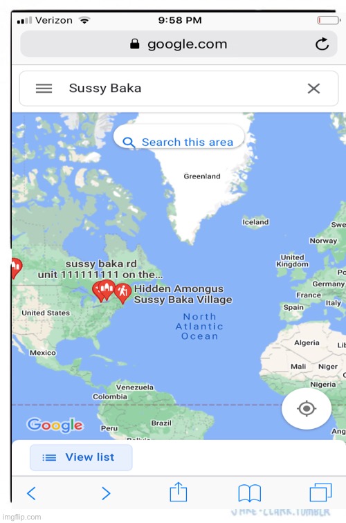 Places I found for sussy and sussy baka on google maps *sorry about low  quality* - Imgflip