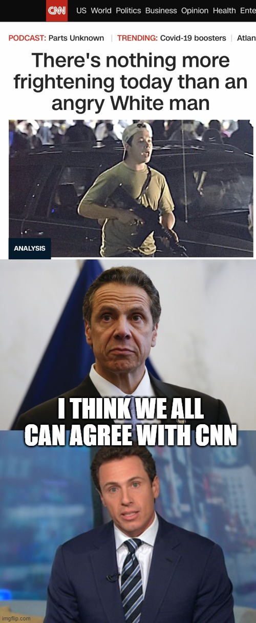 angry white men | I THINK WE ALL CAN AGREE WITH CNN | image tagged in andrew cuomo,chris cuomo | made w/ Imgflip meme maker