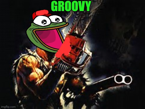 Pepe vs zombies | GROOVY | image tagged in evil dead,pepe the frog,pepe,party,zombies,bruce campbell | made w/ Imgflip meme maker