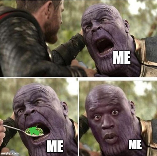 upvote food | ME; ME; ME | image tagged in thor feeding thanos | made w/ Imgflip meme maker