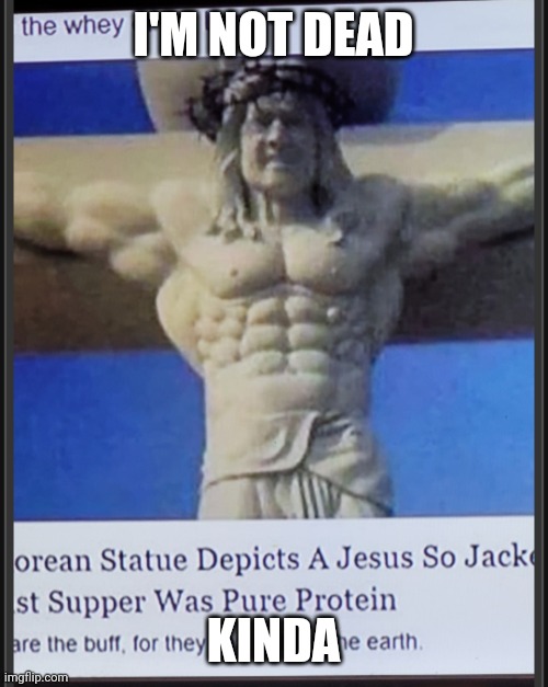 Mom made me deleted acct, this account will also be deleted | I'M NOT DEAD; KINDA | image tagged in buff jesus | made w/ Imgflip meme maker