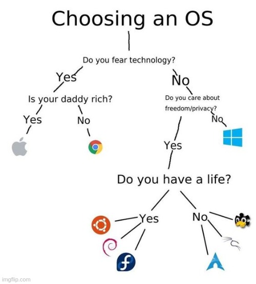 Choosing an OS | image tagged in choosing an os | made w/ Imgflip meme maker