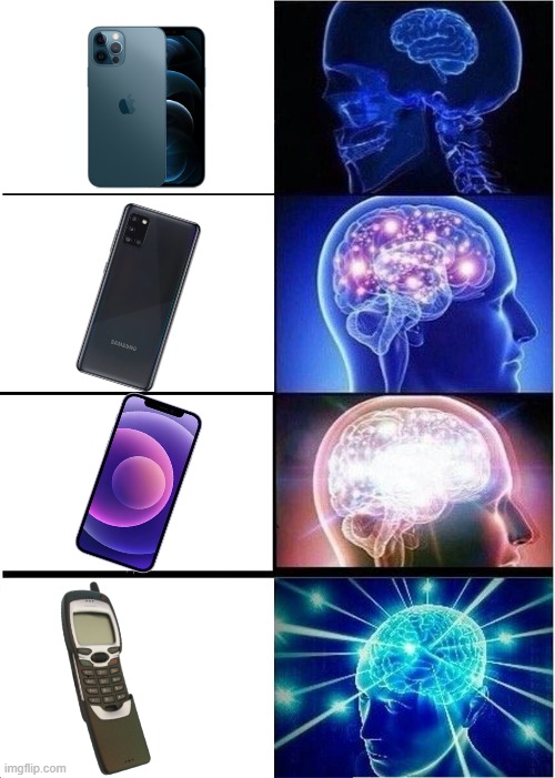 Long live the nokia | image tagged in memes,expanding brain,nokia | made w/ Imgflip meme maker
