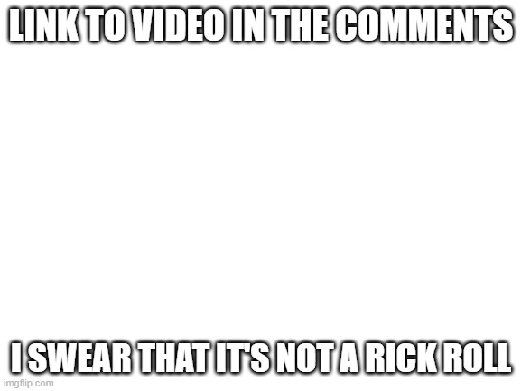 Blank White Template | LINK TO VIDEO IN THE COMMENTS; I SWEAR THAT IT'S NOT A RICK ROLL | image tagged in blank white template | made w/ Imgflip meme maker