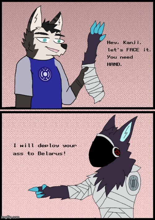 Blizzard (friend's sona) and Kanji (my fursona). Edited a comic BTW. | made w/ Imgflip meme maker