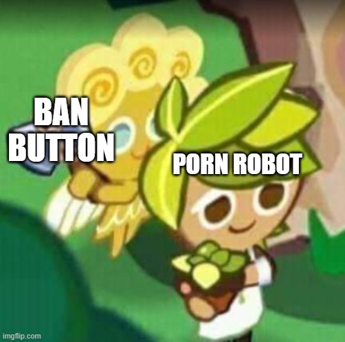 chop chop gay gay | BAN BUTTON PORN ROBOT | image tagged in chop chop gay gay | made w/ Imgflip meme maker