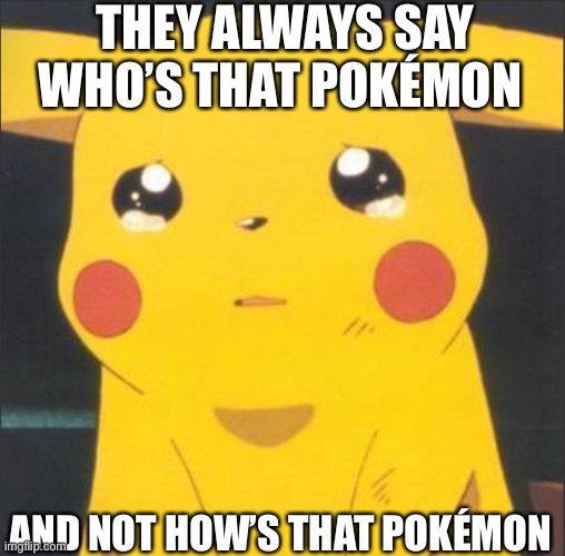 Omg I’m crying so hard rn | THEY ALWAYS SAY WHO’S THAT POKÉMON; AND NOT HOW’S THAT POKÉMON | image tagged in pokemon,funny,funny memes | made w/ Imgflip meme maker