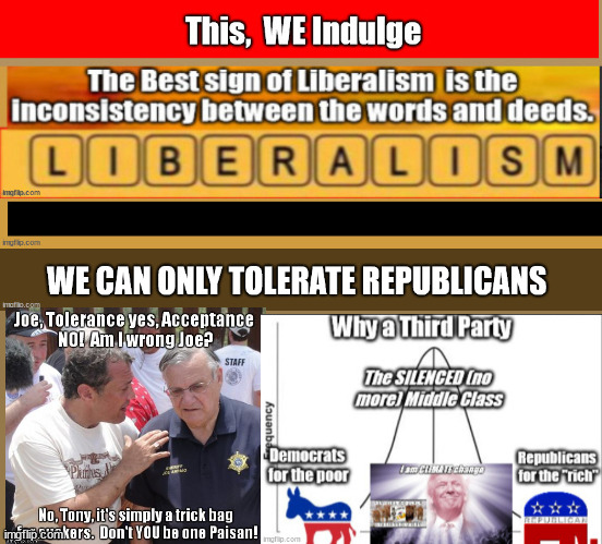 Liberal INDULGENCE vs Conservative Tolerance | image tagged in indulgences,tolerarance,tolerate,evil,democrats | made w/ Imgflip meme maker