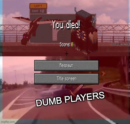 Minecraft 1.19 chaos | DUMB PLAYERS | image tagged in minecraft,left exit 12 off ramp | made w/ Imgflip meme maker