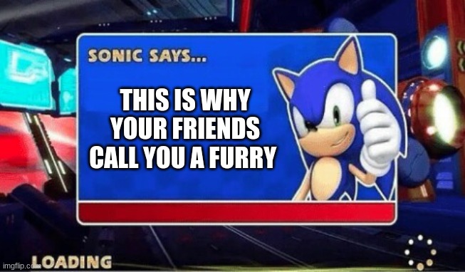 Sonic Says | THIS IS WHY YOUR FRIENDS CALL YOU A FURRY | image tagged in sonic says | made w/ Imgflip meme maker