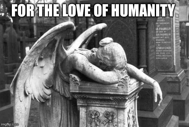 Crying Angel | FOR THE LOVE OF HUMANITY | image tagged in crying angel | made w/ Imgflip meme maker