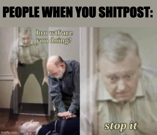 let me die | PEOPLE WHEN YOU SHITPOST: | image tagged in let me die | made w/ Imgflip meme maker