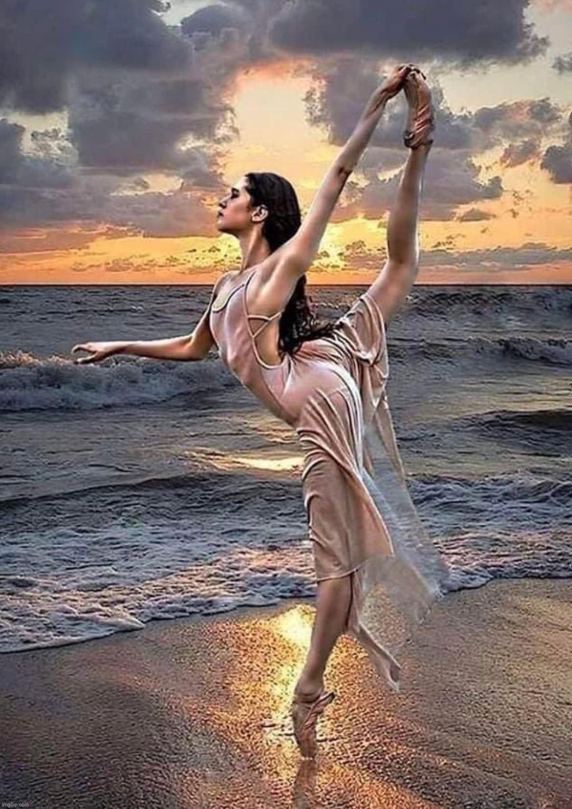 Dancer at beach | image tagged in dancer at beach | made w/ Imgflip meme maker