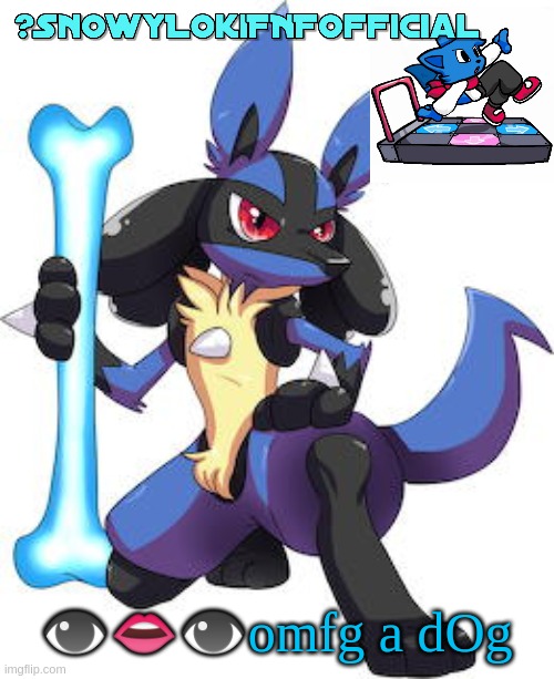 Snowy_LokiFNF_Official Lucario Template | 👁👄👁omfg a dOg | image tagged in snowy_lokifnf_official lucario template | made w/ Imgflip meme maker