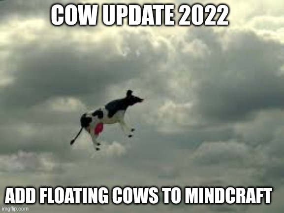 Cow go brrrrrrrrrrrrrrr: | COW UPDATE 2022; ADD FLOATING COWS TO MINDCRAFT | image tagged in oh wow are you actually reading these tags,cow | made w/ Imgflip meme maker