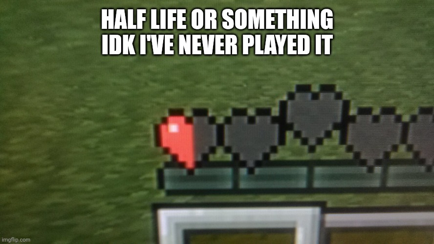 Minecraft half heart | HALF LIFE OR SOMETHING IDK I'VE NEVER PLAYED IT | image tagged in minecraft half heart | made w/ Imgflip meme maker