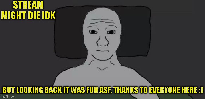 STREAM MIGHT DIE IDK; BUT LOOKING BACK IT WAS FUN ASF. THANKS TO EVERYONE HERE :) | made w/ Imgflip meme maker