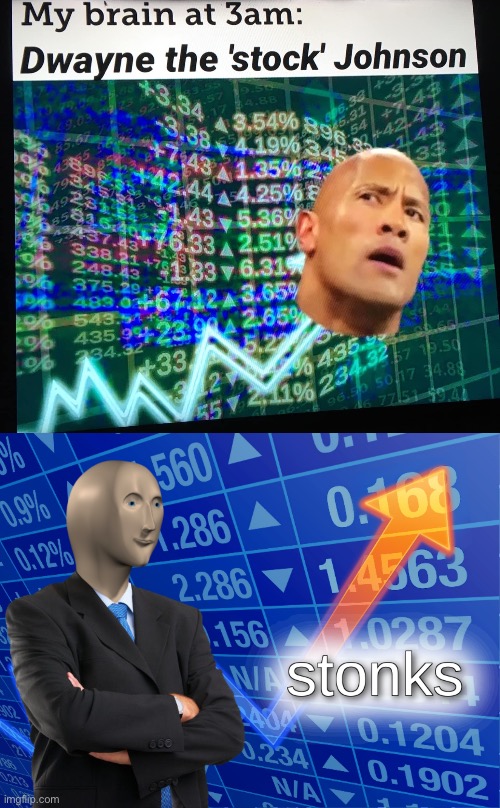 Dwayne the s t o n k Johnson | image tagged in dwayne the stock johnson,stonks,dwayne johnson,the rock,stonk,stocks | made w/ Imgflip meme maker