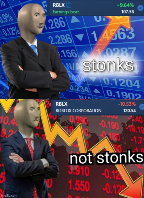 RBLX | image tagged in stonks not stonks | made w/ Imgflip meme maker