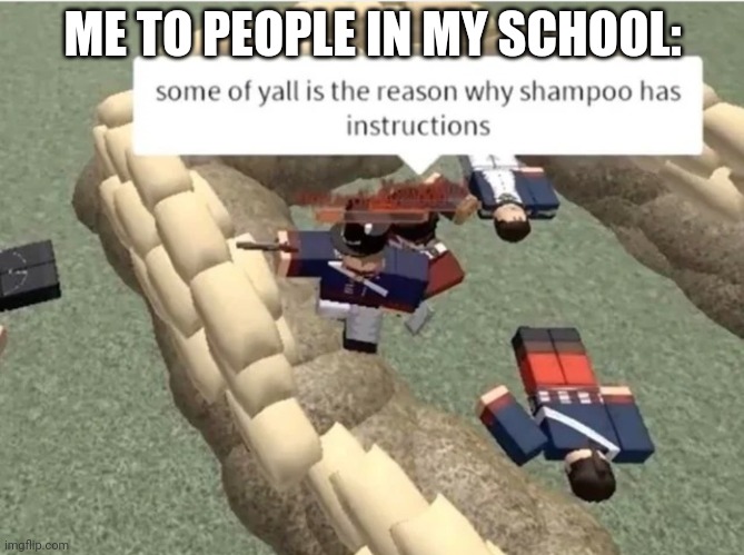 Some Of Y'All Is The Reason Why Shampoo Has Instructions | ME TO PEOPLE IN MY SCHOOL: | image tagged in some of y'all is the reason why shampoo has instructions | made w/ Imgflip meme maker