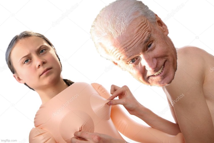 Joe Biden gropes Greta Thunberg Blank Meme Template