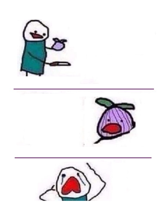 High Quality THIS ONION WON'T MAKE ME CRY, 3 PPANEL, BLANK Blank Meme Template