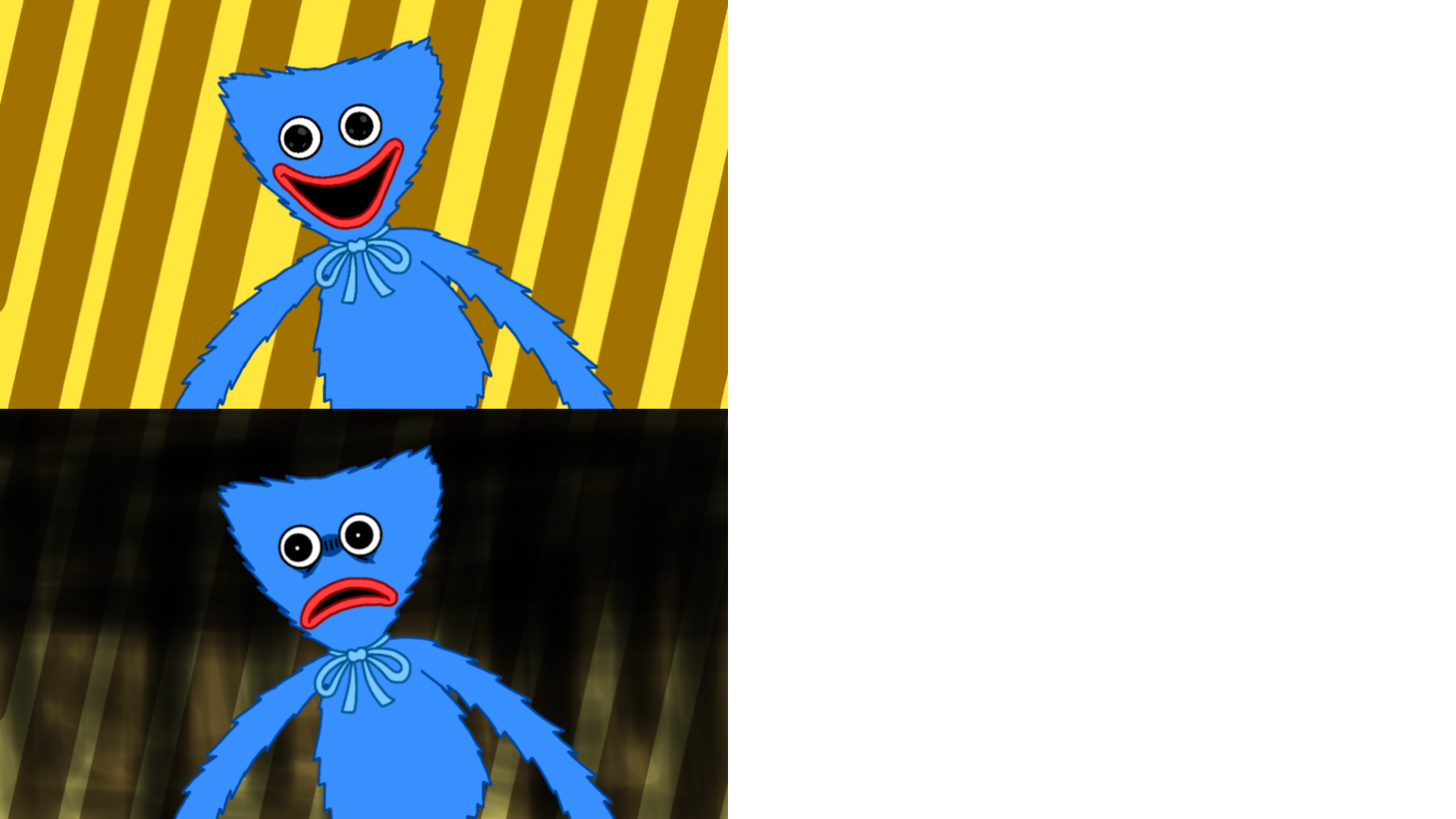 Huggy Wuggy Happy And Sad Reaction Blank Meme Template