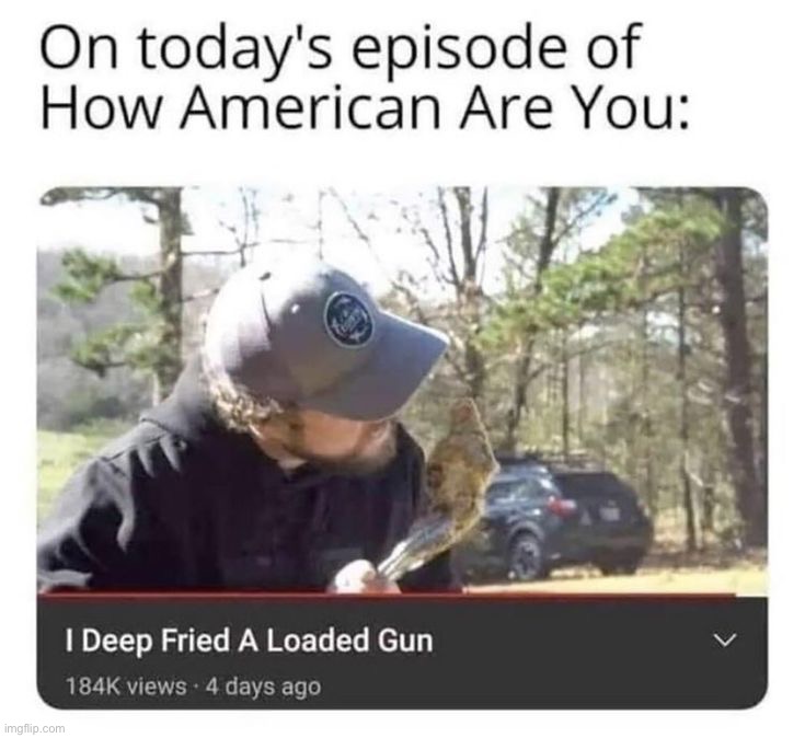 Who would do such a thing? Only an American lol | image tagged in memes,funny,dark humor,lmao,american,loaded gun | made w/ Imgflip meme maker