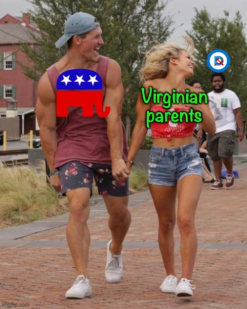 The Demonrats push CRT ideals in schools and shake their heads in confusion when parents reject their lunacy lmao seethe | Virginian parents | image tagged in cucked,virginia,democrat,republican | made w/ Imgflip meme maker