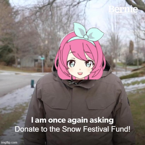 We are only a few dollars away from our goal! Donate today! | Donate to the Snow Festival Fund! | image tagged in memes,bernie i am once again asking for your support | made w/ Imgflip meme maker