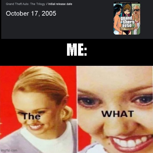 What year am I? | ME: | image tagged in the what,gta | made w/ Imgflip meme maker
