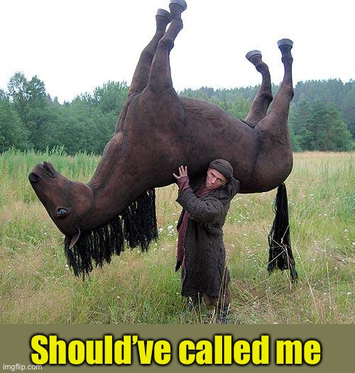 HORSE_GUY | Should’ve called me | image tagged in horse_guy | made w/ Imgflip meme maker