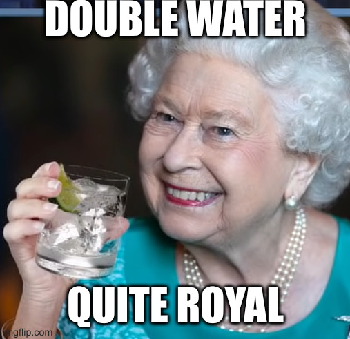 In 50 years | DOUBLE WATER; QUITE ROYAL | image tagged in drinky-poo | made w/ Imgflip meme maker