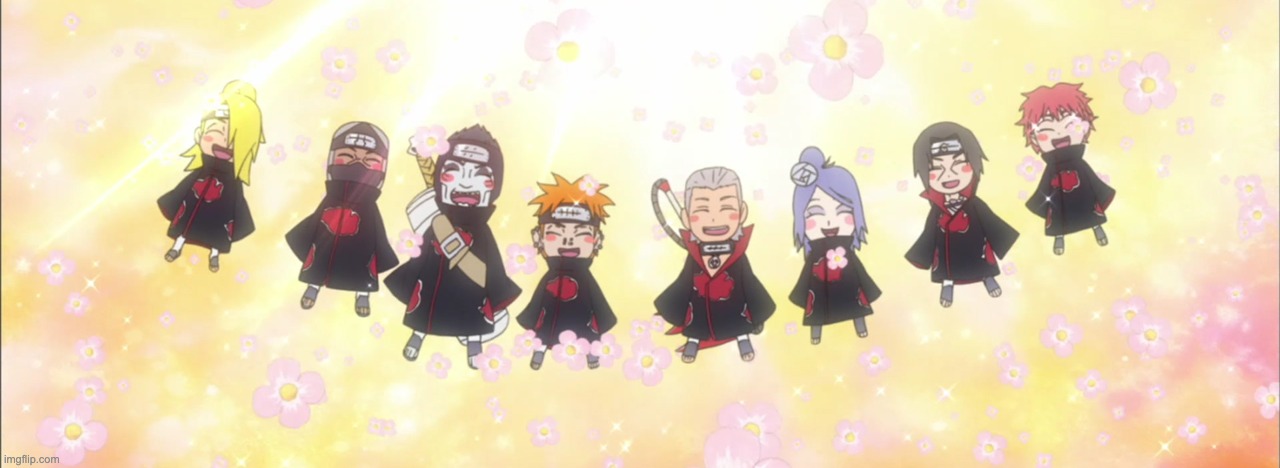 Cute Akatsuki (:( no Tobi) | image tagged in akatsuki,naruto deidara kakuzu kisame pain hidan konan itachi sasori,naruto,is so good,cute,omg why no tobi he's the best | made w/ Imgflip meme maker