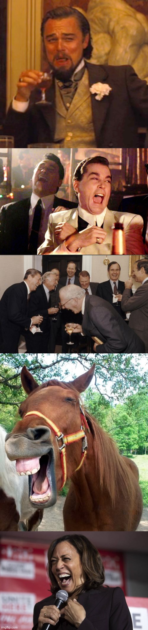 image tagged in memes,laughing leo,good fellas hilarious,laughing men in suits,laughing horse,kamala laughing | made w/ Imgflip meme maker