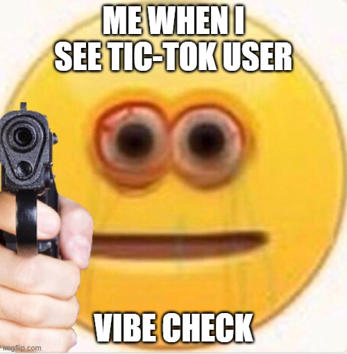 VIBE | ME WHEN I SEE TIC-TOK USER; VIBE CHECK | image tagged in vibe | made w/ Imgflip meme maker