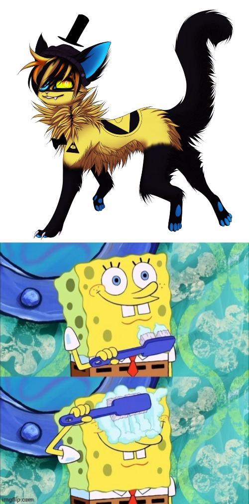 ( mod note: what have you done to my childhood series ) | image tagged in bill cipher furry,spongebob unsee toothpaste | made w/ Imgflip meme maker