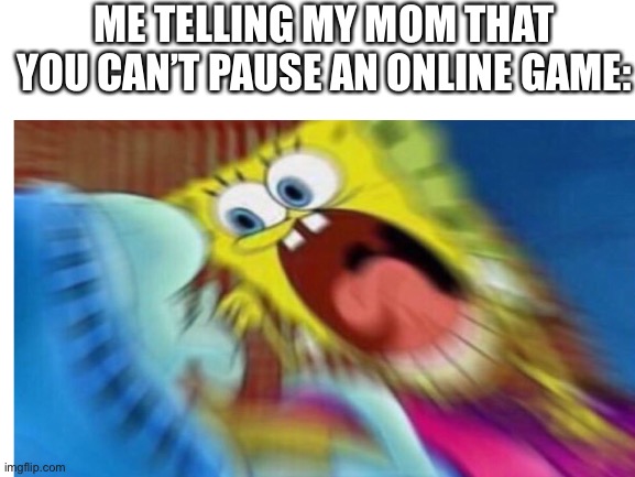 Facts. | ME TELLING MY MOM THAT YOU CAN’T PAUSE AN ONLINE GAME: | image tagged in video games,yelling,screaming | made w/ Imgflip meme maker