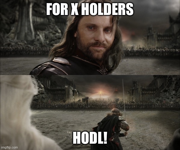 Aragorn Black Gate for Frodo | FOR X HOLDERS; HODL! | image tagged in aragorn black gate for frodo,Superstonk | made w/ Imgflip meme maker