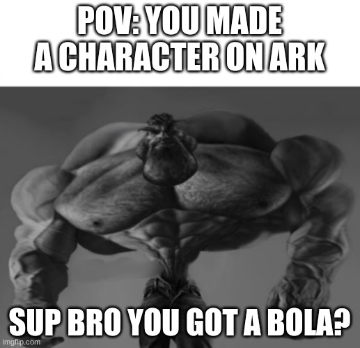 Ark Survival Evolved | POV: YOU MADE A CHARACTER ON ARK; SUP BRO YOU GOT A BOLA? | image tagged in ark survival evolved | made w/ Imgflip meme maker