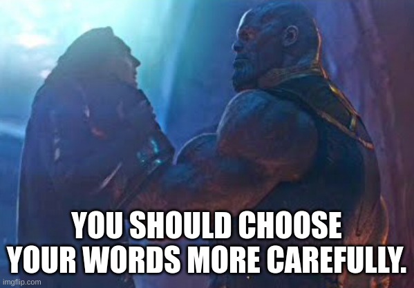 You should choose your words more carefully | YOU SHOULD CHOOSE YOUR WORDS MORE CAREFULLY. | image tagged in you should choose your words more carefully | made w/ Imgflip meme maker