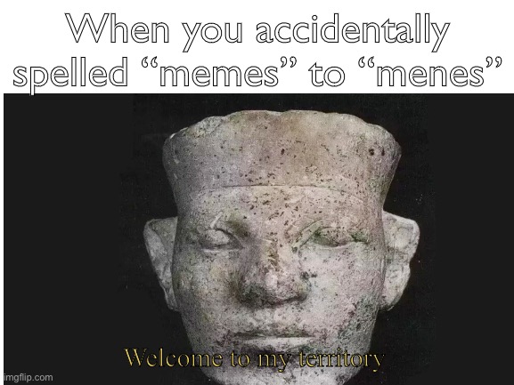 When you accidentally spelled “memes” to “menes”; Welcome to my territory | image tagged in memes,menes,incorrect spelling | made w/ Imgflip meme maker