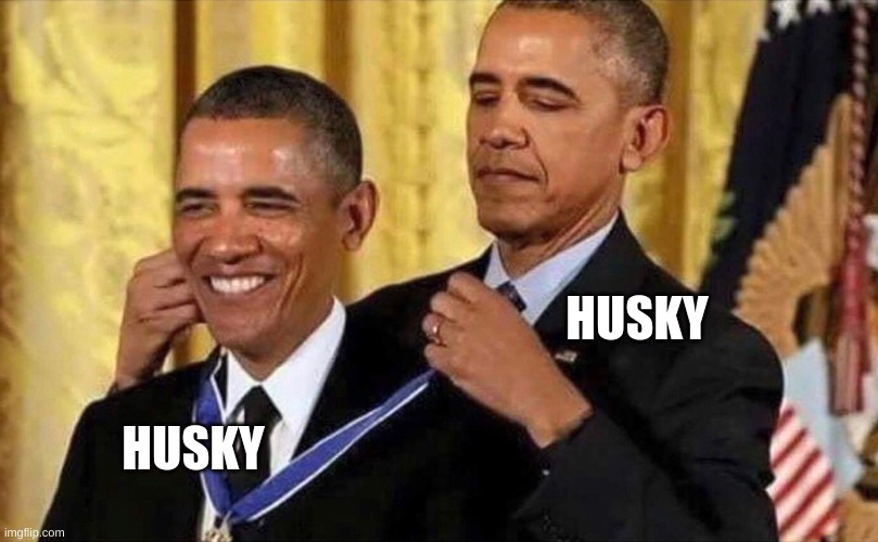 obama medal | HUSKY HUSKY | image tagged in obama medal | made w/ Imgflip meme maker