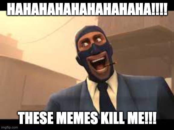 laughing spy | HAHAHAHAHAHAHAHAHA!!!! THESE MEMES KILL ME!!! | image tagged in laughing spy | made w/ Imgflip meme maker