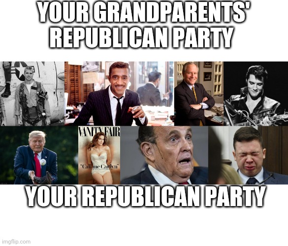 Now we know why red states grow so much soy | YOUR GRANDPARENTS' REPUBLICAN PARTY; YOUR REPUBLICAN PARTY | image tagged in scumbag republicans,terrorists | made w/ Imgflip meme maker