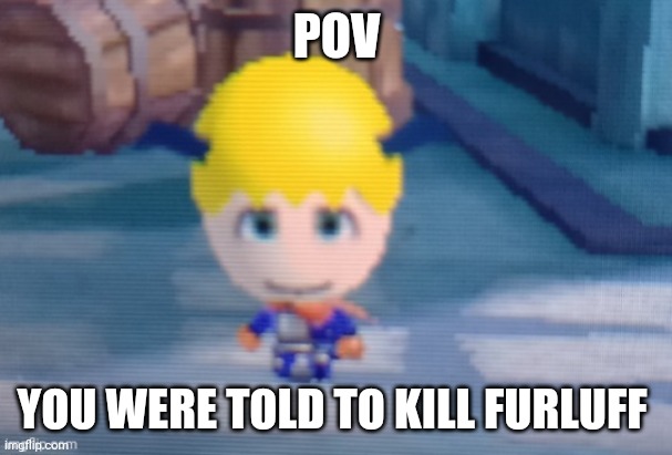 You have to attempt the murder but its your choice on whether or not you succeed |  POV; YOU WERE TOLD TO KILL FURLUFF | image tagged in furluff | made w/ Imgflip meme maker